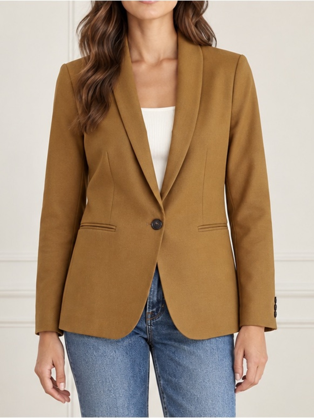 J. Crew Parke Blazer Sz 8P Camel Brown Wool Stretch One Button Career Jacket